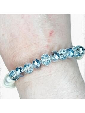 5981gc. Plastic Faux Pearl Stretch Bracelet